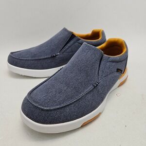 OrthoComfoot ZGBX02 Mens 12 Blue Canvas Slip On Loafers Moc Toe Comfort Shoes